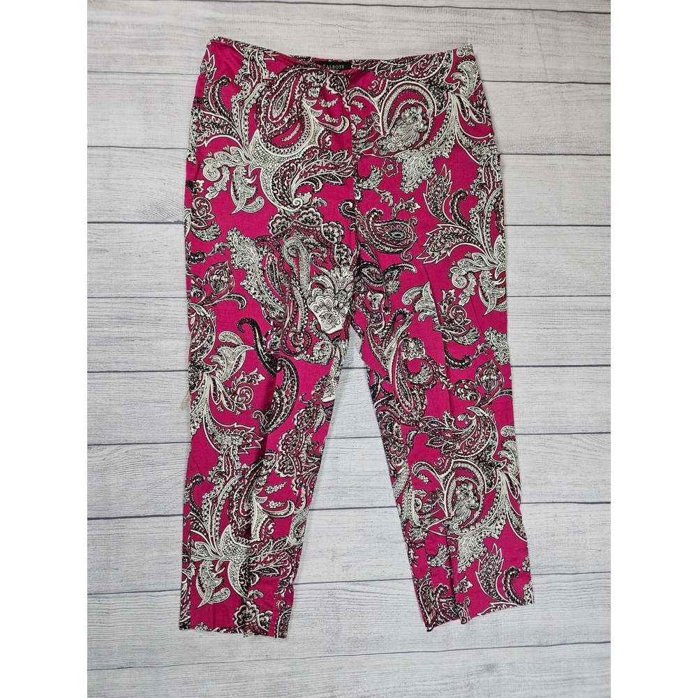 Talbots Capris Womens Size 12 Pink Paisley Classic Slim Stretch Cropped Pants